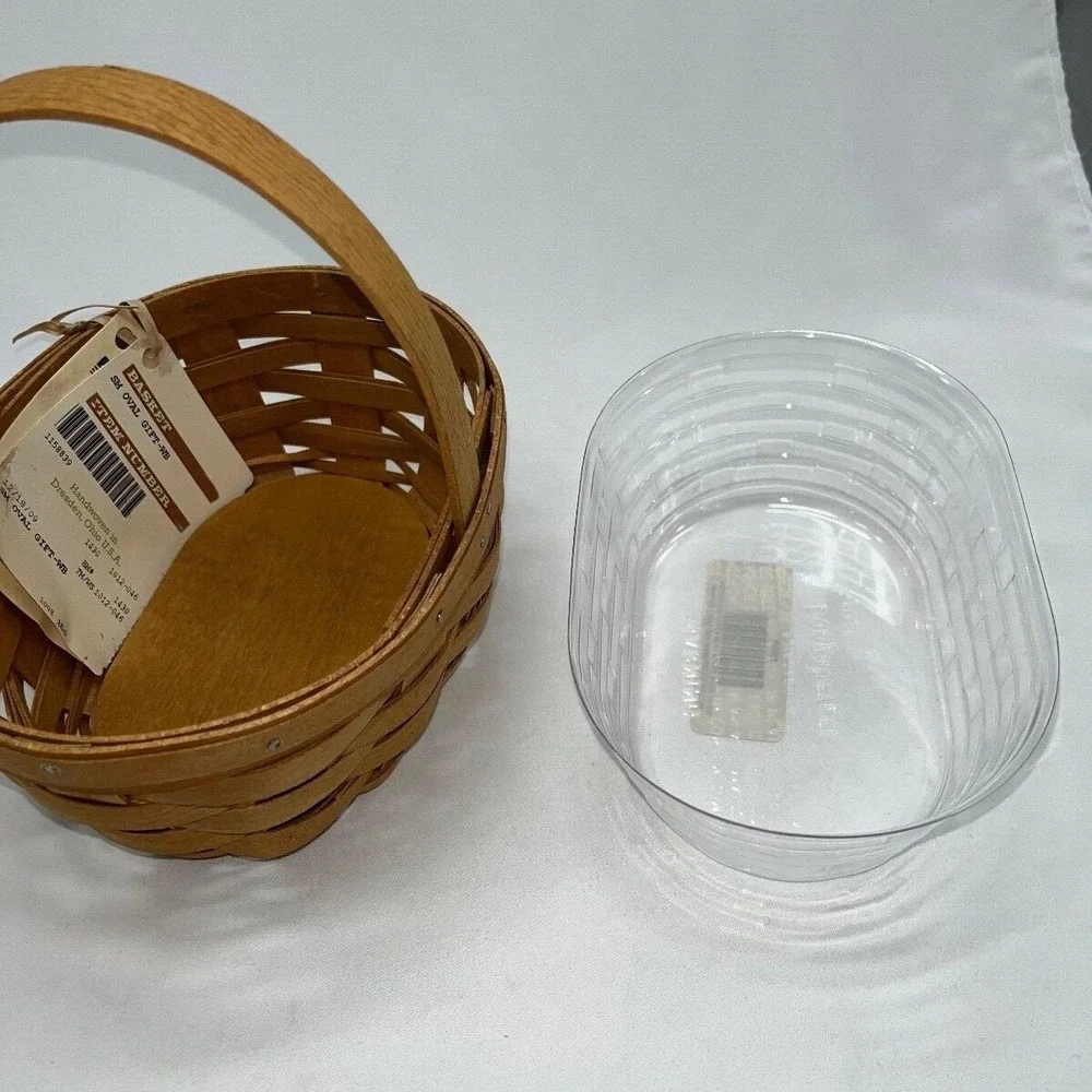 Longaberger Small Oval Gift Basket Plaid Liner Protector Warm Brown 2009